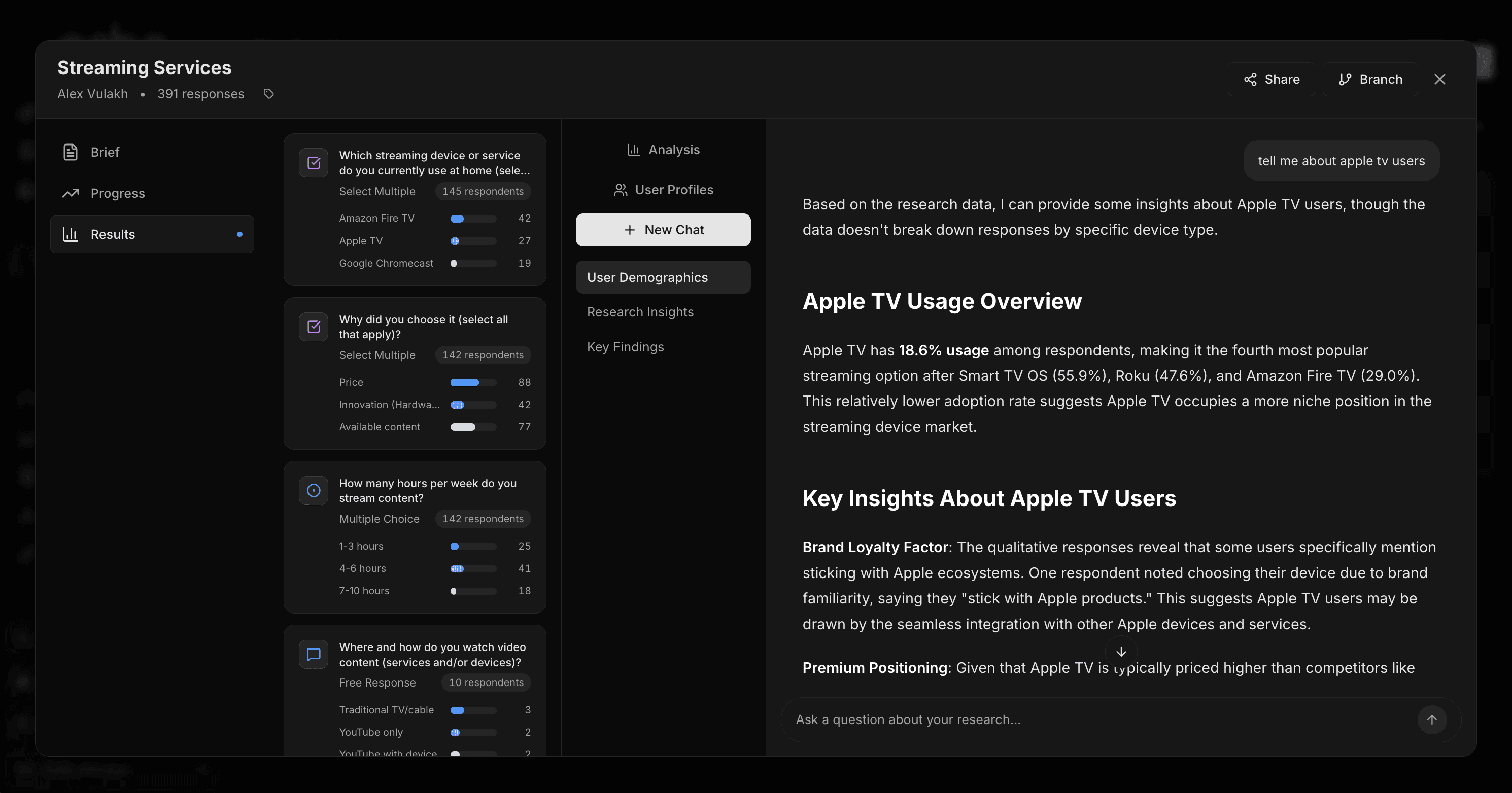 echo intelligence chat — dark mode