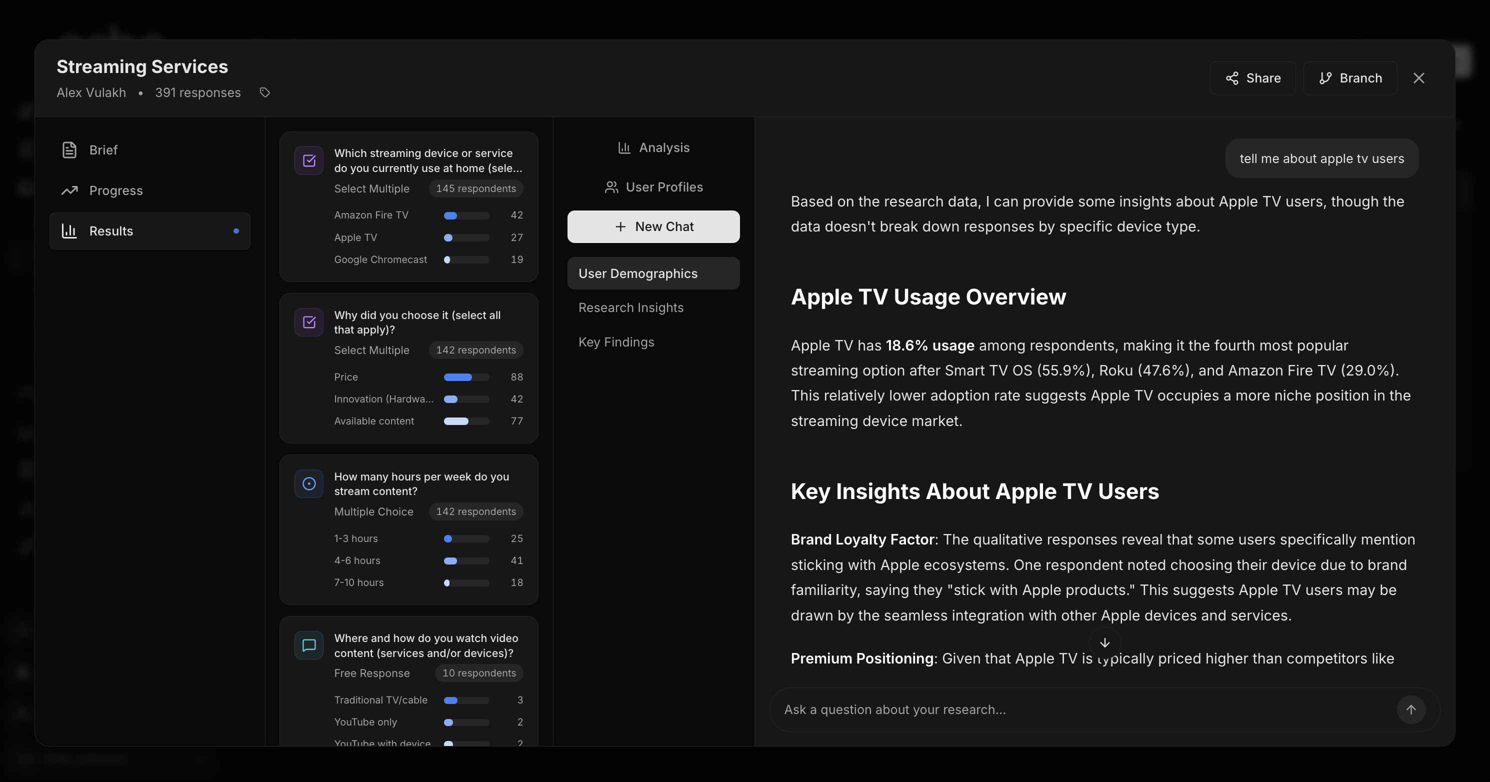 echo intelligence chat — dark mode